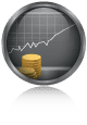 Financial success symbol with graph and coins