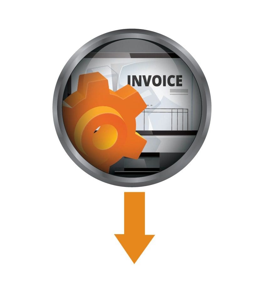 Invoice management graphic with arrow