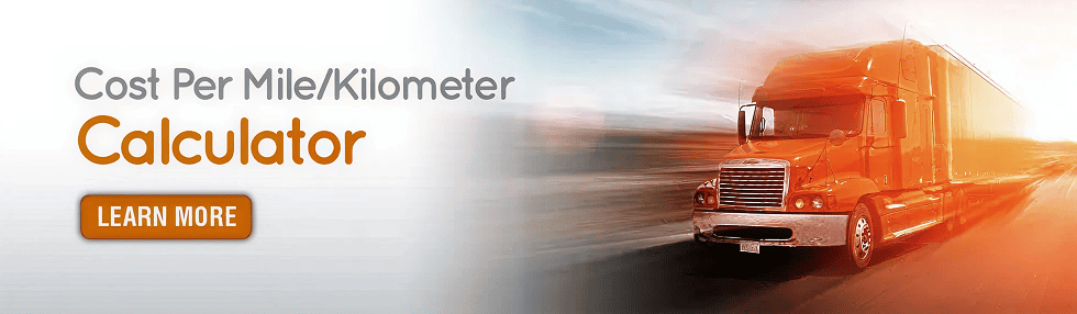 Orange semi truck and cost-per-mile calculator